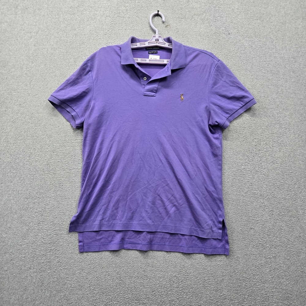 Polo Ralph Lauren Men Polo M Purple Embroidered Pima Soft Touch Button